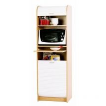 Beaux Meubles Pas Chers - Meuble Colonne de Cuisine Hêtre et Blanc 6 Niches l 58.2 h 180.7 p 47 cm