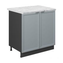 Meuble bas sous-évier Fame-Line, Bleu clair-gris, 80 cm, pt Marbre Vicco