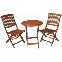 Jardinion - Meuble de balcon Set Prague table de balcon chaises balcon pliable Set 3-pièces brun, 3-pièces pour 2 personnes