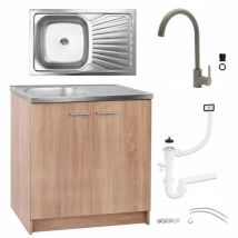Stamar Küchenunterschrank 80x50 - Eiche Sonoma - Mit Edelstahlspüle - Elegant Und Praktisch
