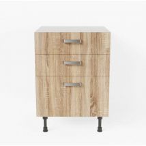 Cuisibane - Meuble de cuisine bas Casserolier - 60 cm - Bois