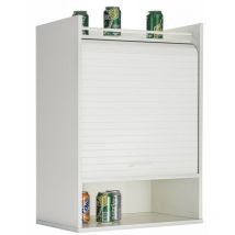 Beaux Meubles Pas Chers - Meuble de Cuisine Blanc Rideau Noir ou Blanc 4 Niches l 54 h 76.6 p 35.4 cm - Coloris: Blanc