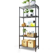 Meuble de cuisine étagère de rangement à quatre niveaux en métal - noir