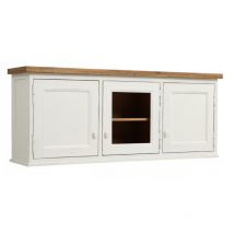 Meuble De Cuisine Haut 2 Portes Pleines 1 Porte Vitrée - Bois - Blanc - Interior's