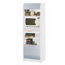 Beaux Meubles Pas Chers - Meuble de Cuisine Micro-onde Blanc Alu 6 Niches l 58,2 h 180,7 p 47cm