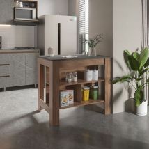 Tuhome Concept - Meuble de cuisine Paris en mélaminé Paris avec 4 meubles et 2 étagères