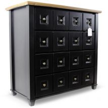 Bahut Grainetier 16 Tiroirs Bois Noir 100x49x95.5cm - Bois-MDF - Décoration d'Autrefois