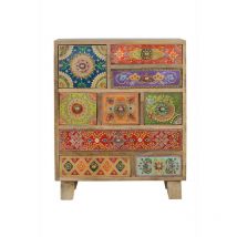 Decoration D ’ Autrefois - Chiffonnier 9 Tiroirs Bois Multicolore 52x30x63cm - Décoration d'Autrefois