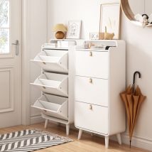 Tanant - Meuble de rangement à chaussures avec 3 tiroirs rabattables, organiseur de chaussures basculant autonome, placard à chaussures étroit