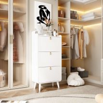 Arturesthome - Meuble de rangement à chaussures blanc autonome avec 3 tiroirs pliants, organiseur inclinable