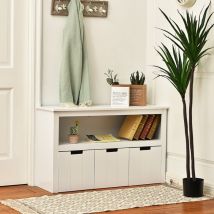 Design In - Meuble de Rangement Armoire avec 3 Tiroirs et Compartiments Ouverts Blanc 101x33x62CM CW17775