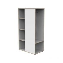 Baby Price - Meuble de rangement enfant - En bois blanc et chant bois - Avec étageres et penderie - Babyprice First