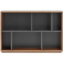 Meuble de rangement, collection NACK (547), bibliothèque étagère à 2 nivaux en mélamine.- noyer et graphite