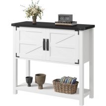 Lunsy - Meuble de Rangement, Buffet de Cuisine avec 2 Portes, 80x36x86cm, Étagère Réglable, Style Campagnard,pour Salon,Cuisine-BLANC