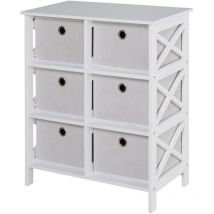 Homcom - Meuble de rangement commode design contemporain dim. 64L x 37l x 76H cm 6 tiroirs mdf blanc non tissé gris clair