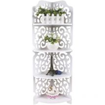 Tagère d'angle à 4 niveaux, étagères en bois mdf, étagère pour plantes, étagère d'angle, étagère de rangement pour la maison, le bureau, la salle de