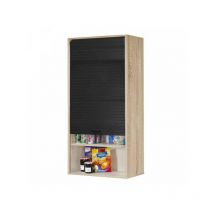 Meuble de rangement de cuisine 1 rideau coulissant Noir/Bois taille l - nido - l 60 x l 35 x h 123,6 cm