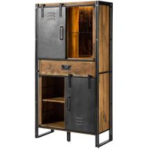 Meuble de Rangement en bois de Manguier / Bois de récupération 105x45x195 naturel laqué / métal gris blackburn lux 405