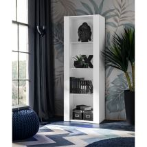 Komodee - Vitrine Armoire Tivoli, Blanc/Blanc, Largeur 55cm x Hauteur 159cm x Profondeur 35cm, sans led, 3 étagères, pour Salon, Chambre, Entrée