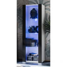 Extreme Furniture - Amoire Open Vertical 159, Blanc/Noir, Largeur 55cm x Hauteur 159cm x Profondeur 35cm, sans led, 3 étagères, pour Salon, Chambre,
