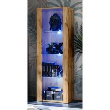 Extreme Furniture - Amoire Open Vertical 159, Wotan/Wotan, Largeur 55cm x Hauteur 159cm x Profondeur 35cm, led Blu, 3 étagères, pour Salon, Chambre,