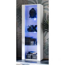 Extreme Furniture - Amoire Open Vertical 159, Blanc/Blanc, Largeur 55cm x Hauteur 159cm x Profondeur 35cm, led Blu, 3 étagères, pour Salon, Chambre,