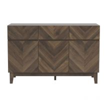 Galano - Buffet Hanwell 3 Portes 3 Tiroirs, 79 cm w x 39.8 cm d x 76.5 cm h, Style Moderne, Couleur Noyer Royal