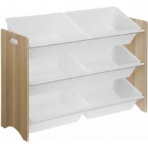 Meuble de rangement pour enfant avec 6 casiers - Tobias - mdf décor bois naturel. l 84 x p 29.5 x h 60cm