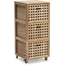 Vs Venta-stock - Meuble de salle Bukit de bain 3 tiroirs à roulettes, 40,5 x 40,5 x 92 cm