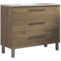 Mennza - Meuble de salle de bain 100cm stay three classic bois clair - Vasque en céramique