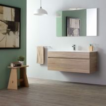 Meuble De Salle De Bain 120 Cm En Chêne Well Suspendu Sole