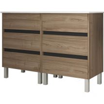 Mennza - Meuble de salle de bain 120cm stay three edge bois clair - Vasque en céramique