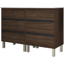 Meuble de salle de bain 120cm STAY THREE EDGE bois foncé - Vasque en céramique