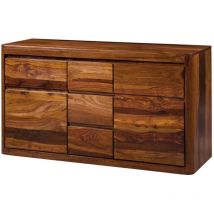 Massivmoebel24.de - Meuble de salle de bain 145x50x80 en bois de Sheesham noisette laqué toronto 312