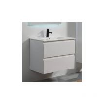 Rue Du Bain - Meuble de salle de bain 2 Tiroirs - Blanc - Vasque - 90x46 cm - City