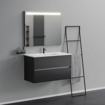 Inda - Meuble de salle de bain 2 tiroirs L.100 avec lavabo miroir