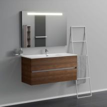 Inda - Meuble de salle de bain 2 tiroirs L.120 avec lavabo miroir