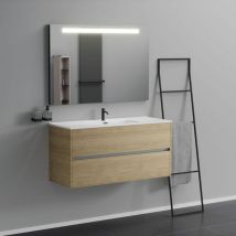 Inda - Meuble de salle de bain 2 tiroirs L.120 avec lavabo miroir