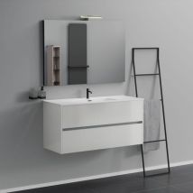 Inda - Meuble de salle de bain 2 tiroirs L.120 avec lavabo miroir