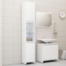 Bonnevie - Ensemble de meubles de bain 3 pcs Armoire de rangement Blanc brillant Aggloméré 41837