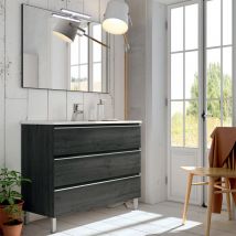 Meuble de salle de bain 70cm simple vasque - 3 tiroirs - ebony (bois noir) - palma