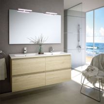 Cosyneo - Meuble de salle de bain 140cm double vasque - 4 tiroirs - bambou (chêne clair) - balea
