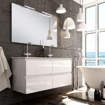 Cosyneo - Meuble de salle de bain 120cm double vasque - 4 tiroirs - blanc - balea