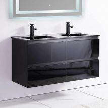 Rue Du Bain - Meuble salle de bain 4 tiroirs noir double vasque 120x46 cm Dark