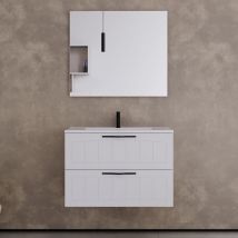 Cosyneo - Meuble de salle de bain 70cm simple vasque - 2 tiroirs - blanc - pia