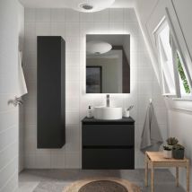 Salgar - Meuble salle de bain - 70 cm - Avec vasque à poser - Noir mat - a suspendre - karaib