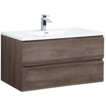 Meuble de salle de bain Angela 100 cm - Badplaats - Chene Marron – Armoire