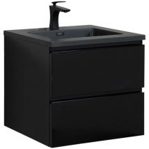 Meuble de salle de bain Angela 60 cm - lavabo noir - Noir mat - Armoire