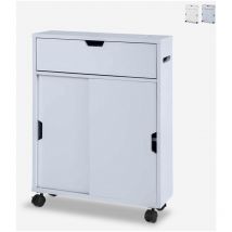 Meuble de salle de bain avec roulettes et portes coulissantes Gitseg - Gris