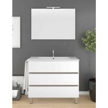 Decohor - Meuble de salle de bain balder avec plan vasque et miroir. Avec porte-serviettes en cadeau différentes couleurs et tailles Blanc 70CM